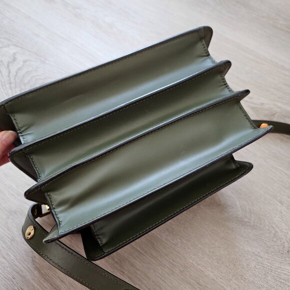 Marni Trunk Medium Leather sShoulder Bag Forest Green - Picture 11 of 16